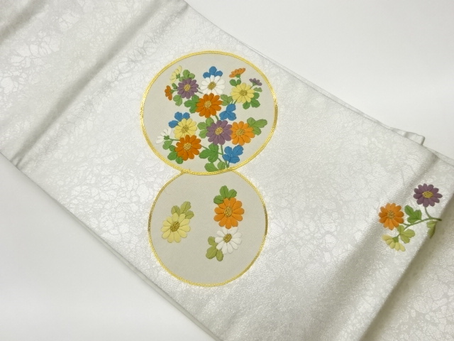 金駒刺繍菊模様名古屋帯